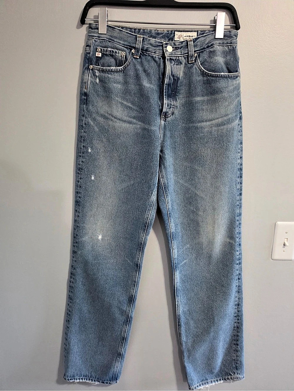 AG Jeans ezzra True boyfriend straight Leg distress blue jeans denim size 27